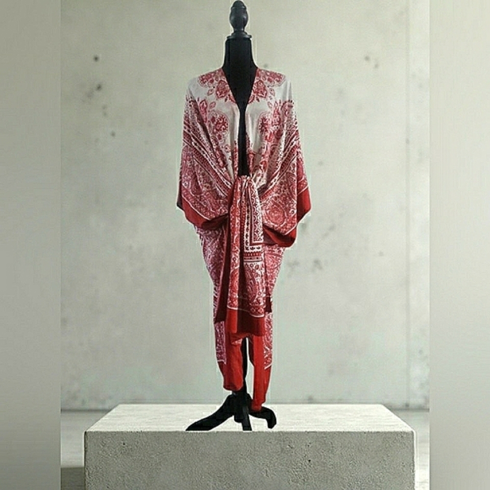 Boho Gypsy Kimono Mendela Yoga Festival Indie Paisley Cover-Up Tunic